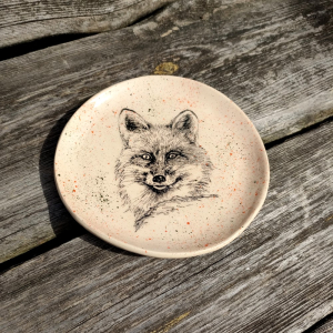 talerz ceramiczny z rysunkiem lisa