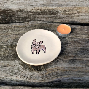 Talerzyk z rysunkiem psa rasy Buldog Francuski