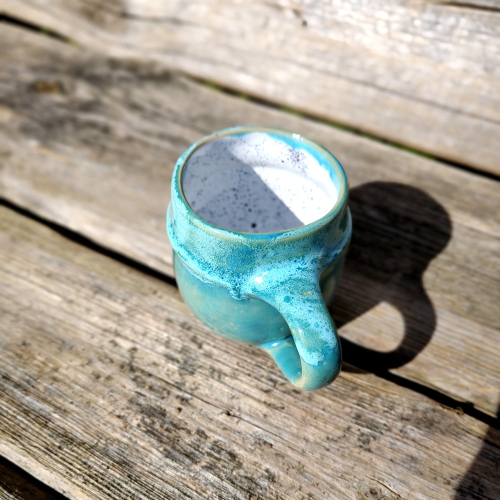 Kubek ceramiczny obręcz turkus