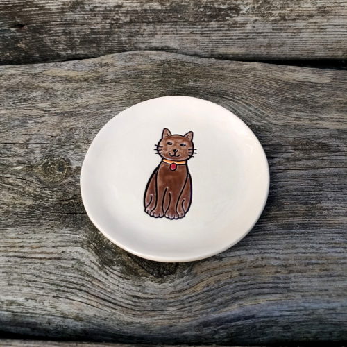 Talerzyk z rysunkiem kota
