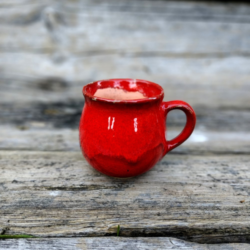 Kubek ceramiczny pękaty czerwony