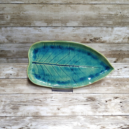 Turkusowy liść ceramiczny