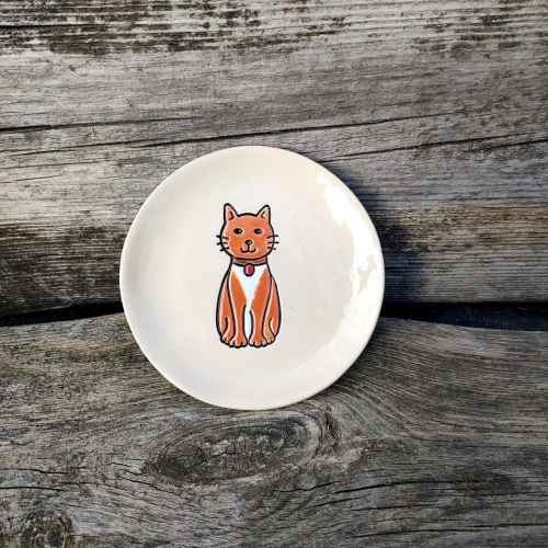 Talerzyk z rysunkiem kota
