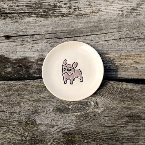 Talerzyk z rysunkiem psa rasy Buldog Francuski